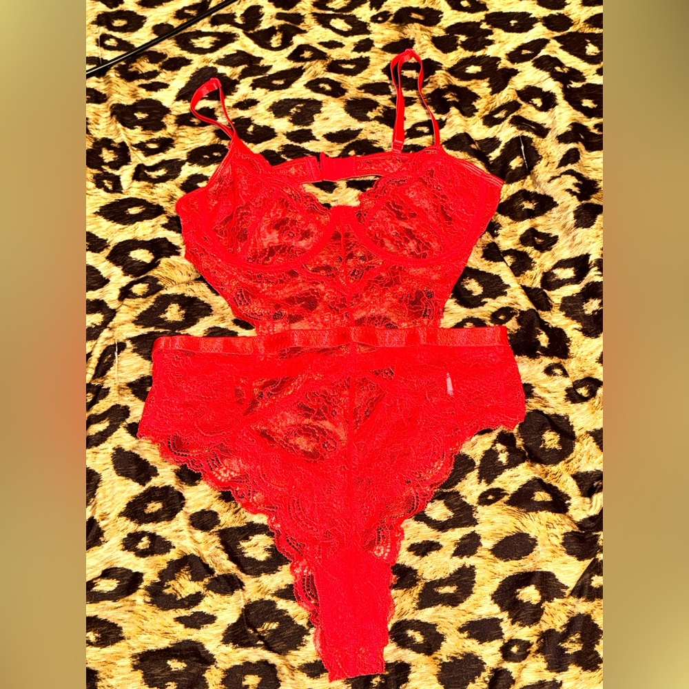 Elegant Red Lace Bodysuit!